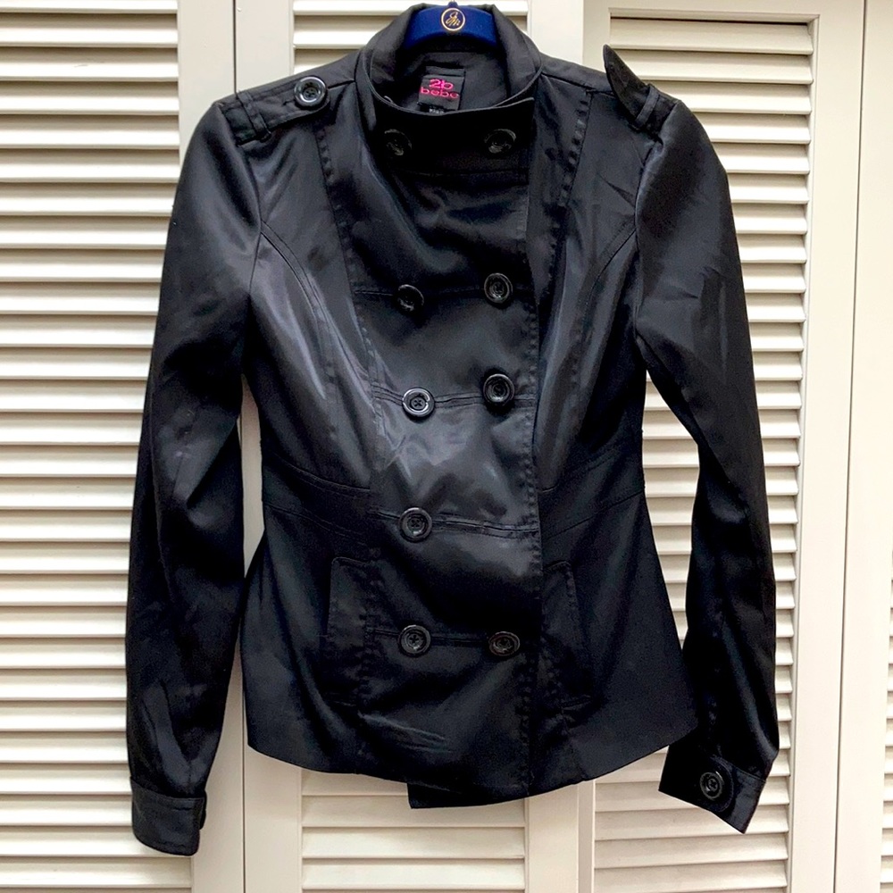 2b Bebe Polyester black button jacket